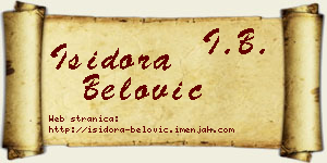 Isidora Belović vizit kartica
